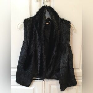 Steve Madden Black Faux Fur Waterfall Vest